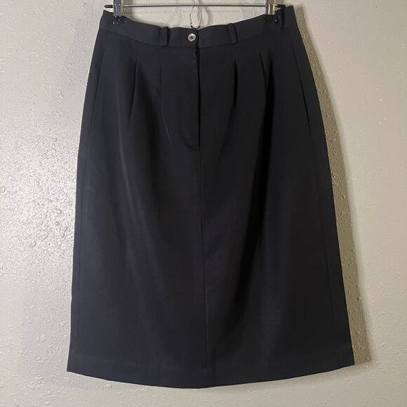 Nordstroms Industrialist Sportswear Womens Black Wool Skirt 12 with pockets - Picture 1 of 11